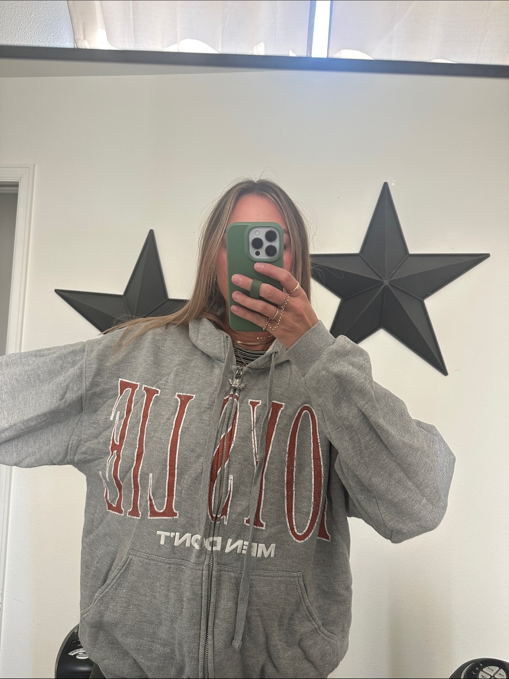 Boys Lie Gray Hoodie Zip Up M/L